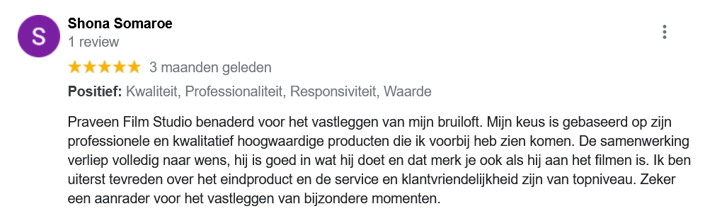 klant review huwelijksceremonie